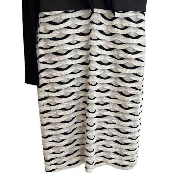 Kay Unger Neck tie Midi Black & White pencil Dress Size 8 women (one-piece) - Picture 5 of 16